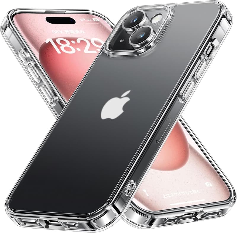 iPhone 15用 半透明マット仕上げスマホケース 耐衝撃 米軍MIL規格 SGS認証
