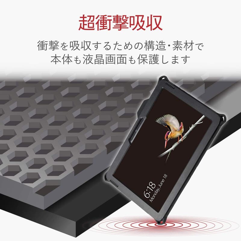 Surface Go用フルプロテクトケース ZEROSHOCK ブラック ショルダーベルト付き