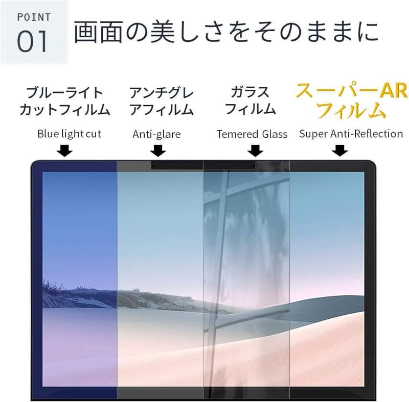 Surface Laptop 6/5/4 13.5インチ対応 超透明極低反射保護フィルム