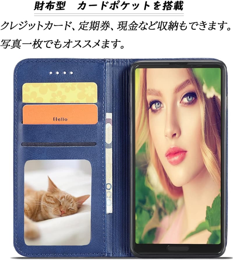 Galaxy S25 手帳型ケース PUレザー カード収納 ストラップホール付き 耐衝撃 ブルー