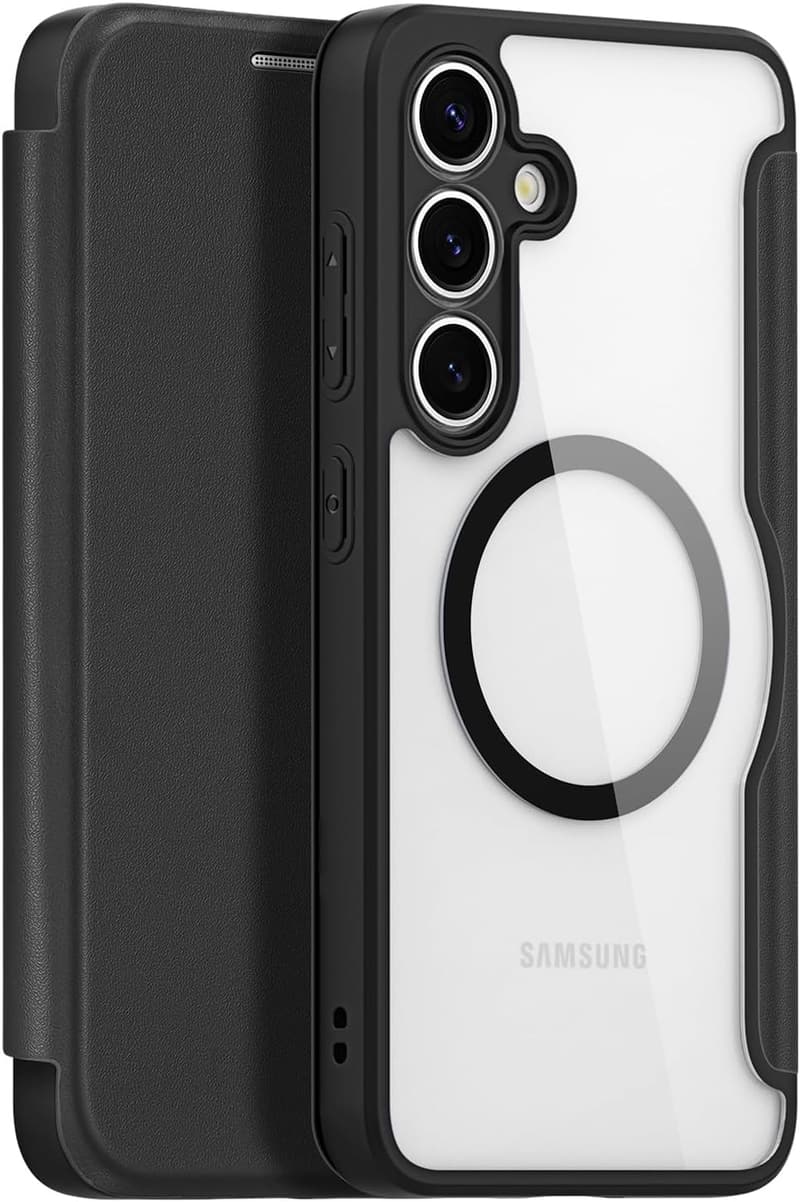 Galaxy S25 手帳型ケース カード収納 ワイヤレス充電対応 超薄型 PUレザー ブラック