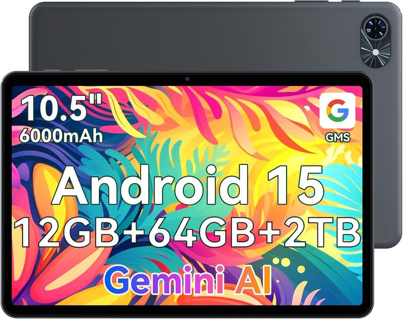 【2025年新登場 10インチ Android タブレット T80 Wi-Fiモデル】12GB+64GB・2TB拡張・薄型軽量・GMS認証・6000mAhバッテリー