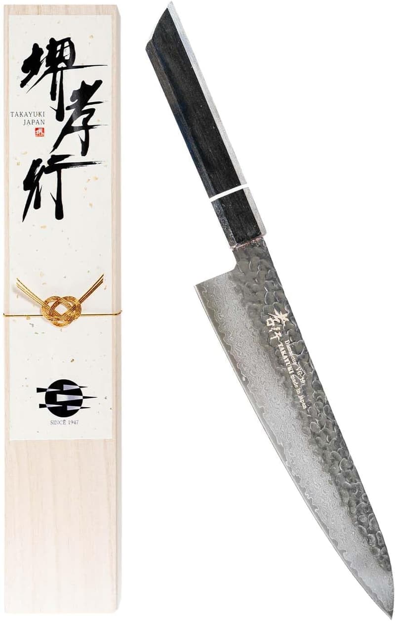 プロの料理人愛用 ダマスカス牛刀 210mm V金10号 日本製 阪孝行