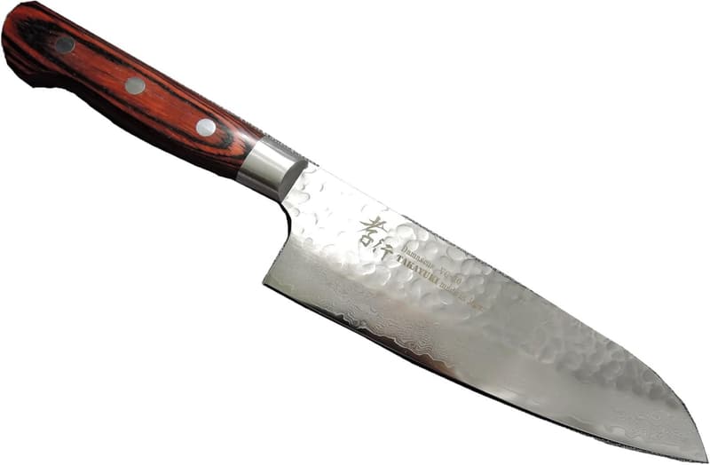 堺孝行 槌目ダマスカス三徳包丁 180mm 洋ハンドル