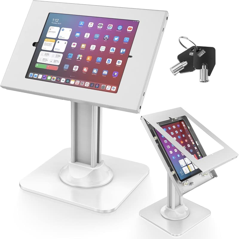 POS向け 360°回転 アンチ盗難iPadスタンド (白)