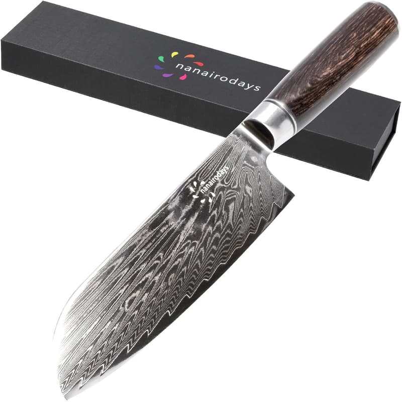 ダマスカス三徳包丁 180mm 日本製 VG10使用 おしゃれで高硬度