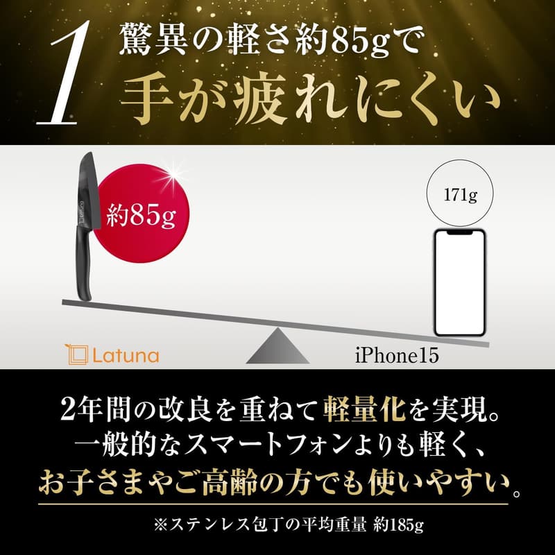 高級料亭監修 日本製セラミック包丁 黒 極軽 陶匠 両刃 食洗機対応