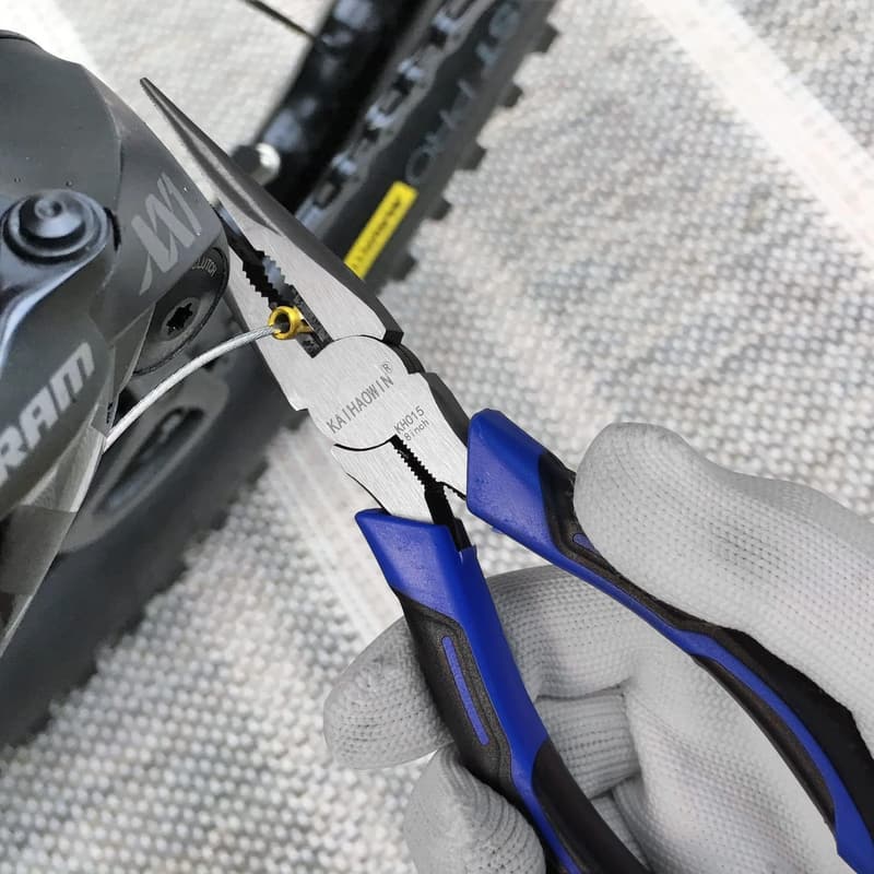 万能ラジオペンチ 200mm 先細 ワイヤーカッター ばね付き 多機能 電工工具