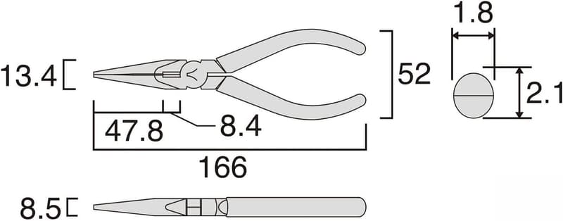 フジ矢 マイクロラジオペンチ 先細タイプ (バネ付) 150mm