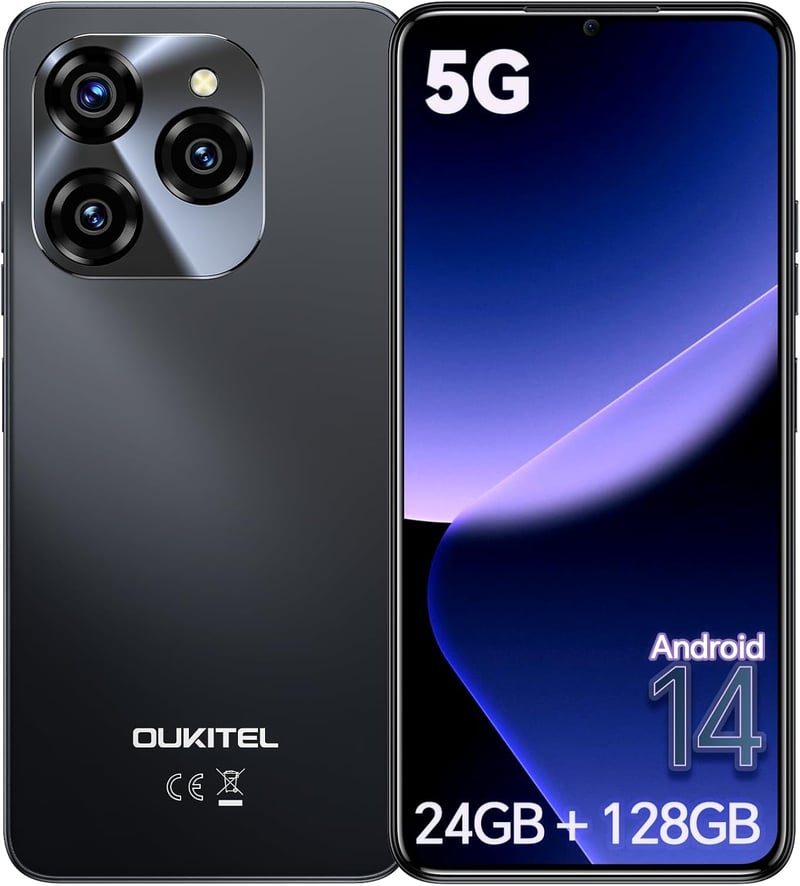 OUKITEL C50 SIMフリースマートフォン - 5G対応 6.8インチHD+ 24GB/128GB（1TB拡張可能）5150mAhバッテリー ブラック
