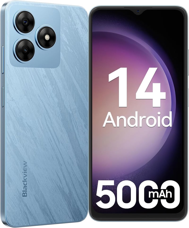 SIMフリースマホ Blackview Wave8C 4G対応 Android 14 Go｜6GB RAM 64GB ROM（2TB拡張）｜大画面6.56インチ｜デュアルカメラ8MP+13MP｜5000mAhバッテリー｜顔認証/GPS/OTG対応｜ブルー