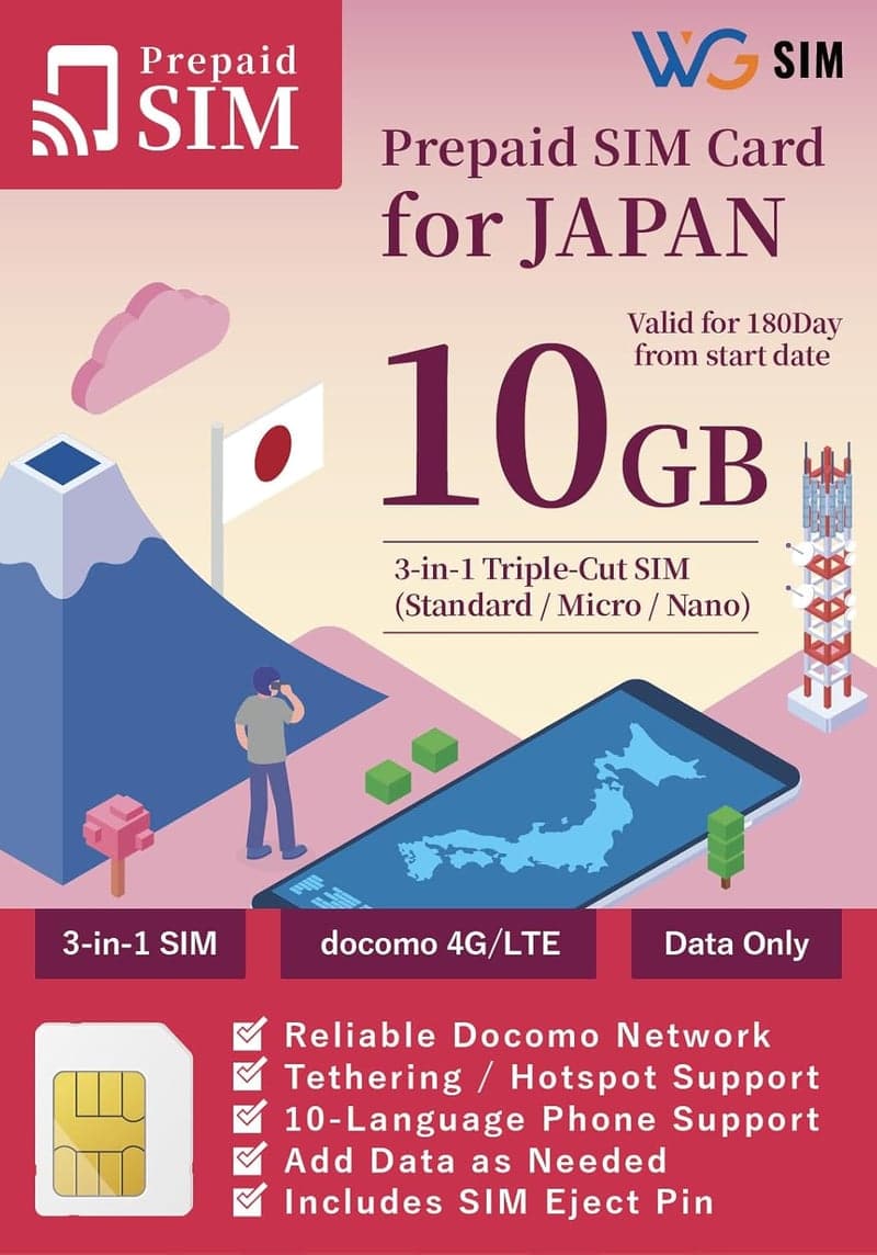 データ通信専用プリペイドSIMカード 10GB 180日間 日本国内用 4G/LTE対応