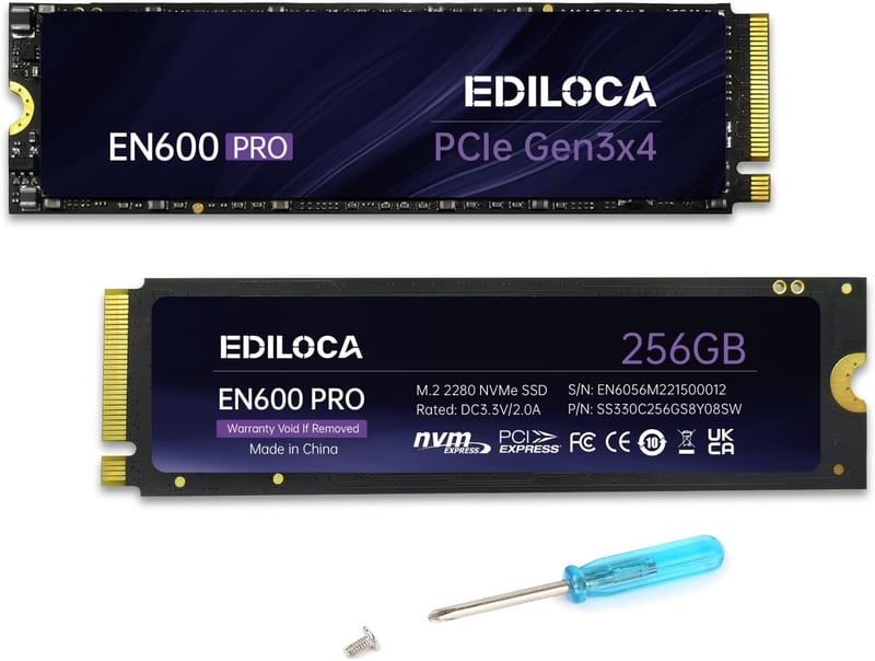 Ediloca EN600 PRO 256GB NVMe M.2 SSD - 最大2800MB/s読み込み・2000MB/s書き込み、3D NAND、グラフェン冷却、3年保証