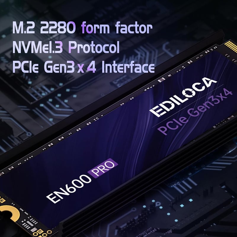Ediloca EN600 PRO 256GB NVMe M.2 SSD - 最大2800MB/s読み込み・2000MB/s書き込み、3D NAND、グラフェン冷却、3年保証