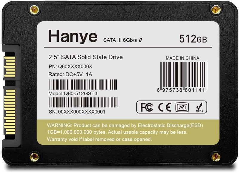 Hanye 512GB 2.5インチ内蔵型SSD 3D NAND SATAIII 6Gb/s