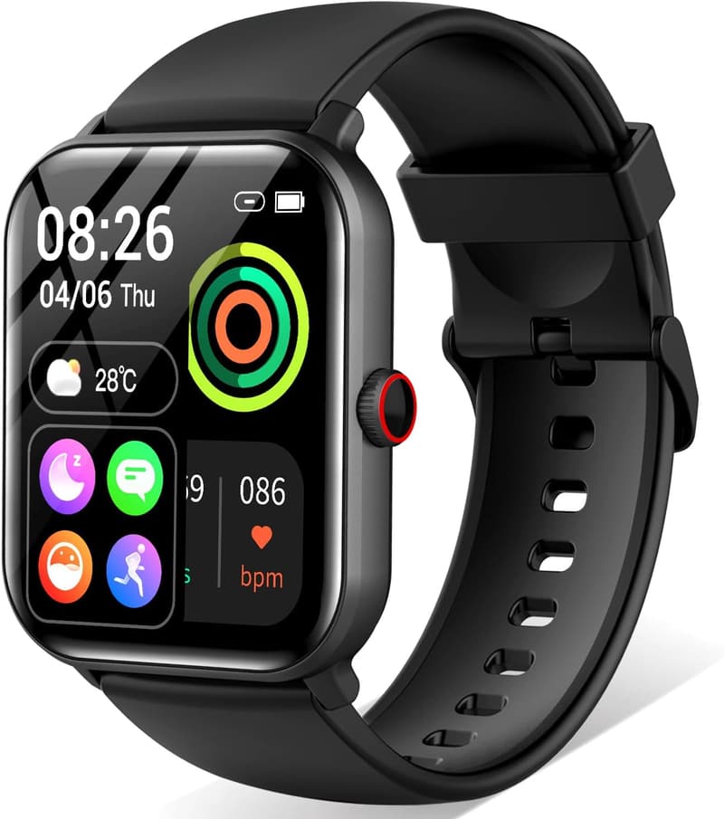 2025年新開発 スマートウォッチ Bluetooth5.3対応 1.9インチ大画面 防水 スポーツ機能付き ギフト（ブラック）