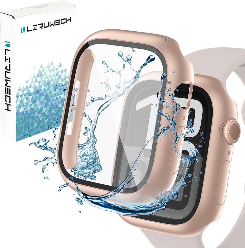 Apple Watch Series 10対応 防水ケース 42mm 耐衝撃 ガラスフィルム付き ローズゴールド