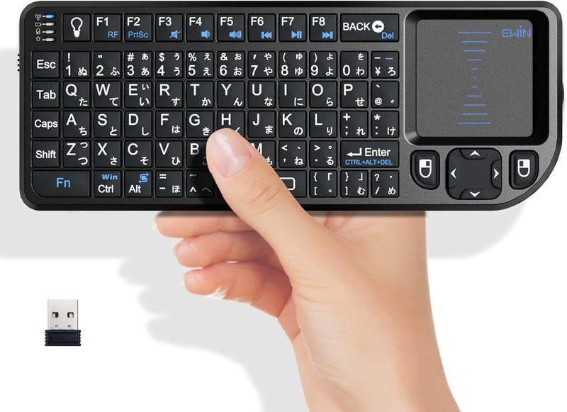 ワイヤレスミニキーボード 日本語配列（72キー） LEDバックライト・タッチパッド付き USB接続 コンピューター・スマートTV対応