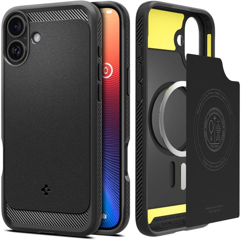 iPhone 16用耐衝撃TPUケース MagSafe対応 マットブラック 米軍MIL規格