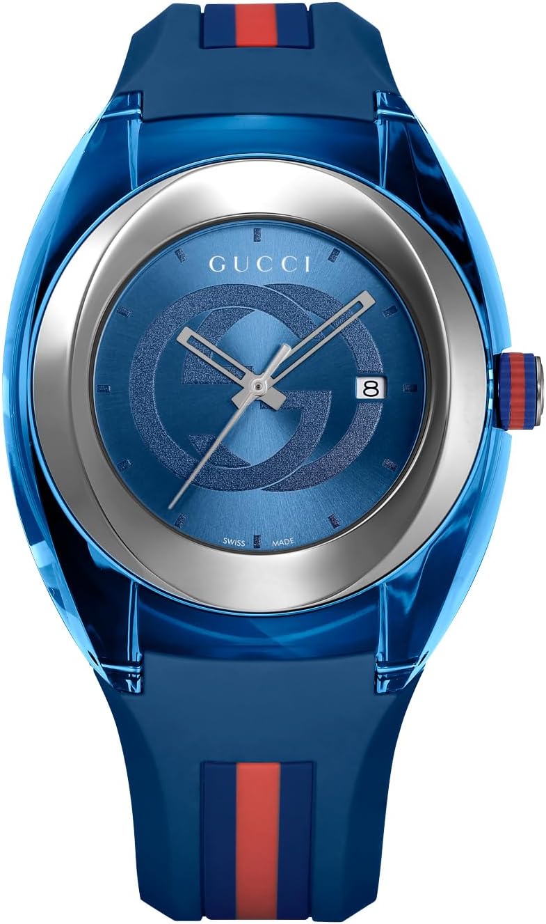 日常生活防水ブルー文字盤クォーツ腕時計 メンズ 46mm サファイアガラス [グッチ] YA137104A