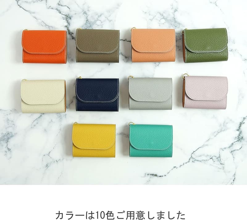 本革イタリアンレザー ミニ財布 二つ折り レディース メンズ (グレージュ)