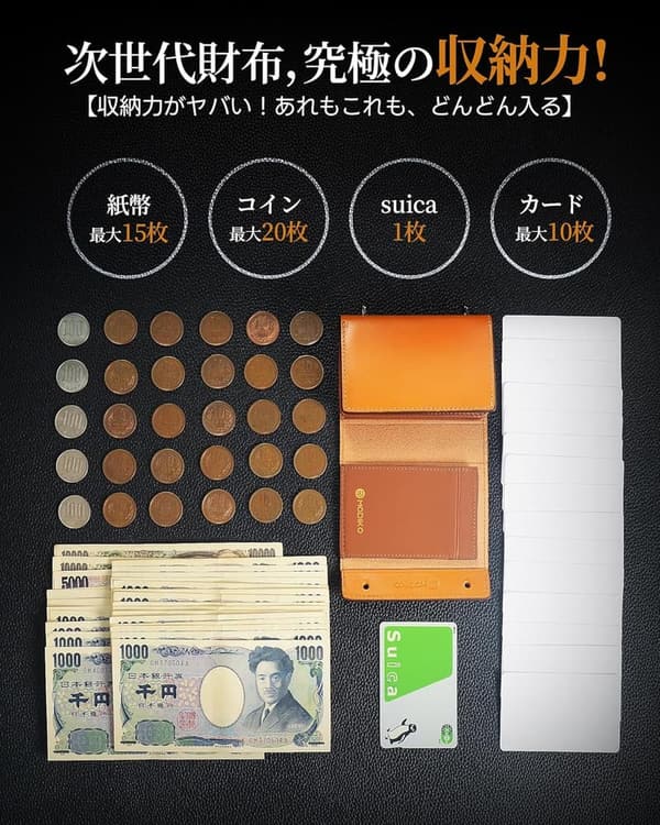 父の日・誕生日向け 栃木レザー 本革 メンズ2つ折りミニ財布 コンパクト大容量