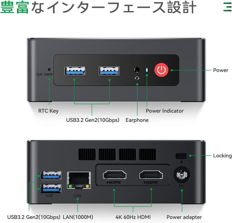 インテルミニPC 2023年モデル Alder Lake-N N95（4C/4T、最大3.4GHz）16GB DDR4・500GB M.2 NVME SSD・4K@60Hz・静音・省電力