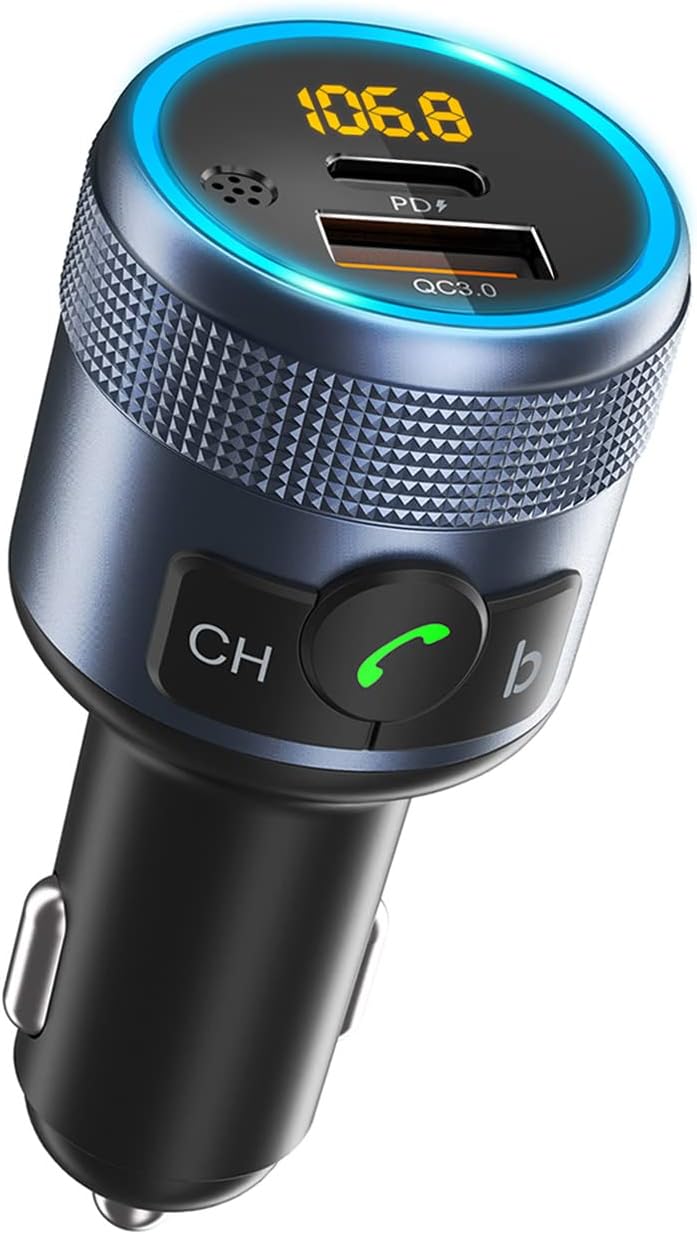 ハンズフリー通話対応 Bluetooth5.1 車載FMトランスミッター QC3.0急速充電 PD20W対応