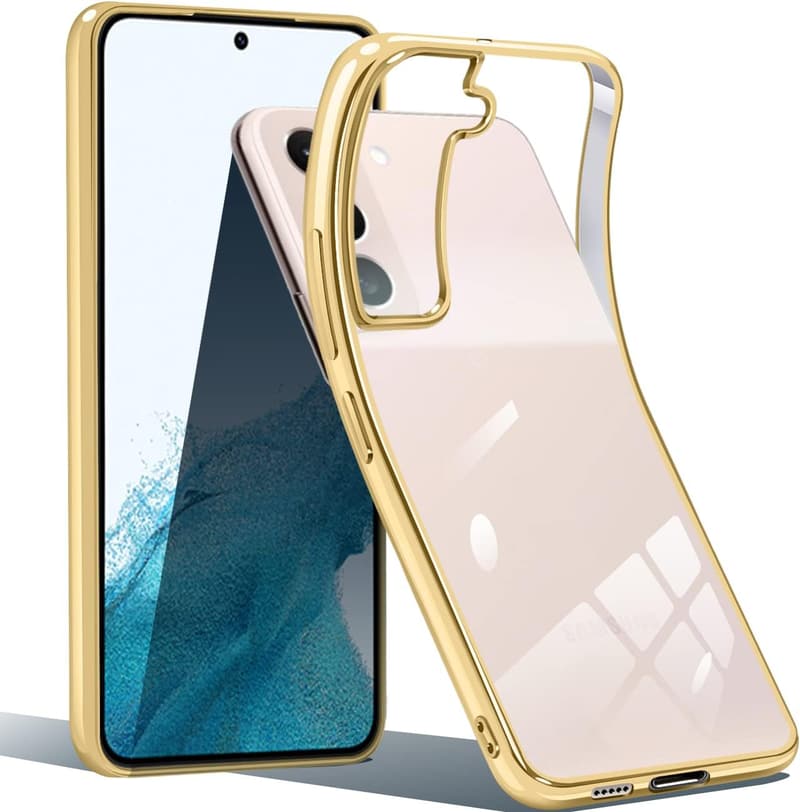 Galaxy S22用 透明 TPUケース 軽量 耐衝撃 ゴールド【2022最新型】
