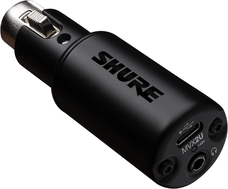 SHURE MVX2U デジタルオーディオインターフェース（ヘッドホン出力付き）XLR-USB変換アダプター【国内正規品・メーカー保証2年】