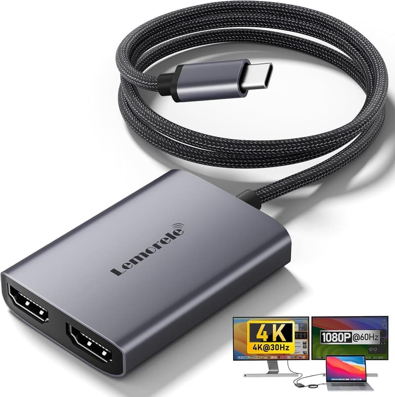 USB-C HDMI デュアルディスプレイアダプター 4K 30Hz対応 Windows/Mac用