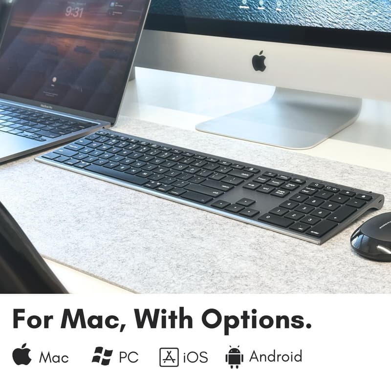 Bluetooth対応ワイヤレスキーボード Mac/iOS/PC/Android用 最大3デバイス切り替え MacBook Pro/Air/iMac対応 US配列