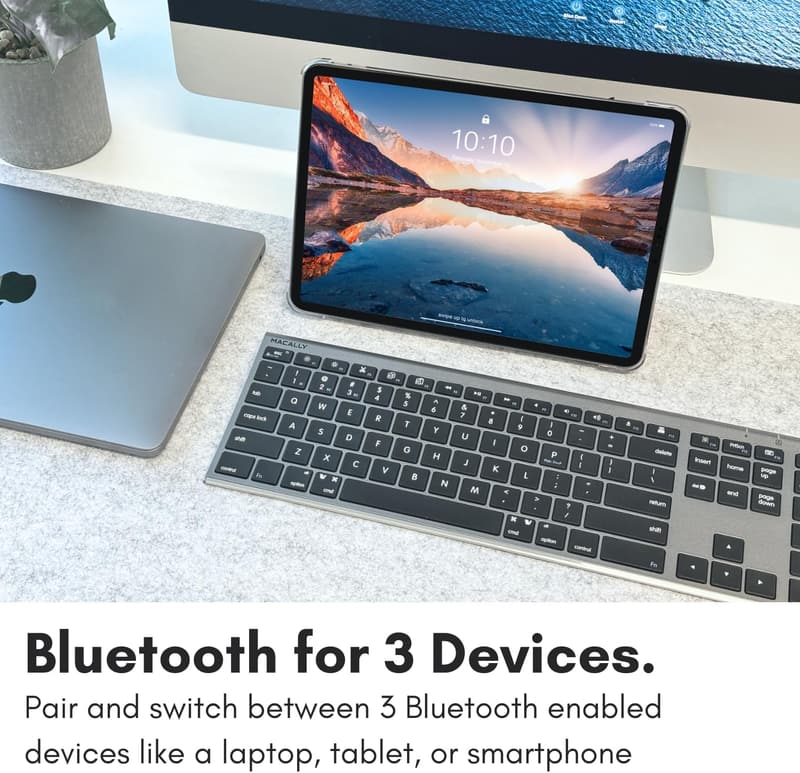 Bluetooth対応ワイヤレスキーボード Mac/iOS/PC/Android用 最大3デバイス切り替え MacBook Pro/Air/iMac対応 US配列