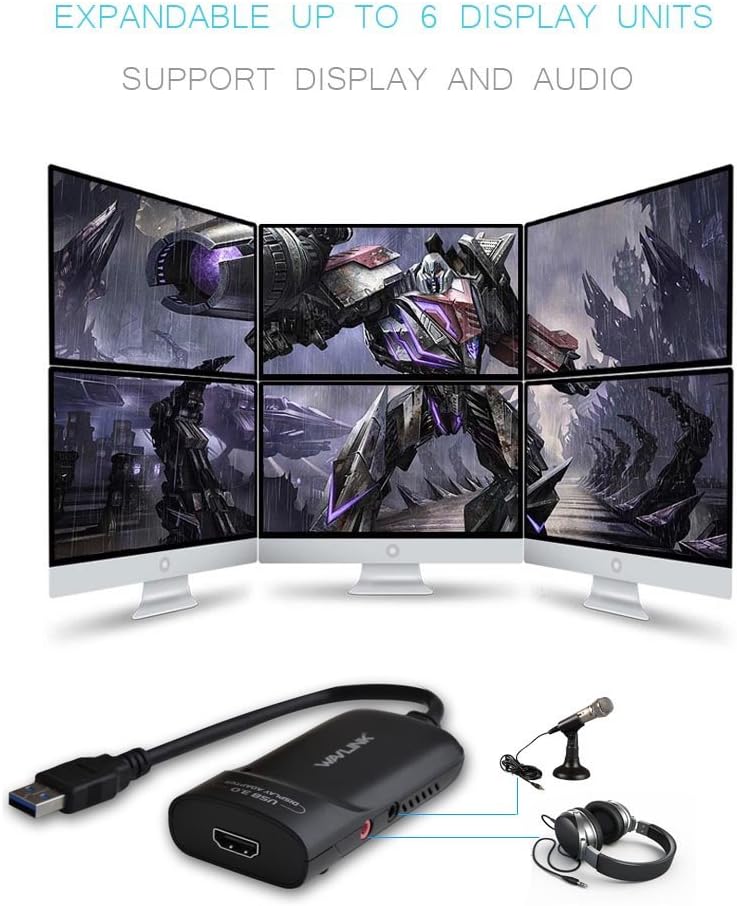 WAVLINK USB 3.0 HDMIアダプター 2K 最大6台の外部モニター接続用