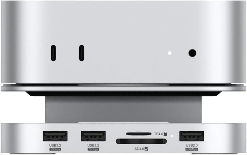Mac mini用アルミニウムドッキングステーション SSDエンクロージャ付 USB-A 10Gbps TF/SDカードリーダー対応
