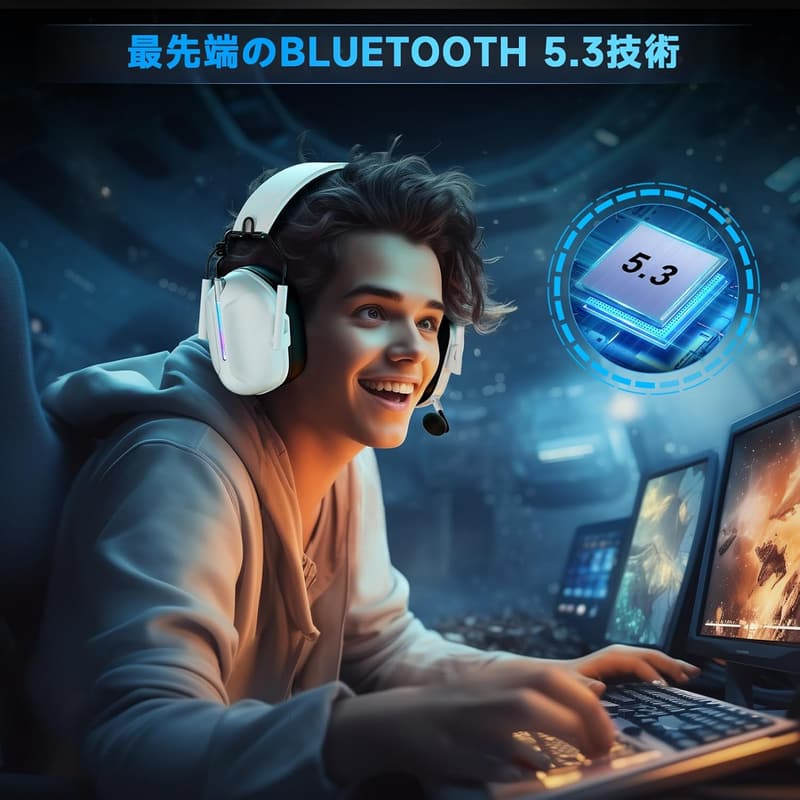 低遅延・40時間再生の3WAYワイヤレスゲーミングヘッドセット Captain 500 (白)