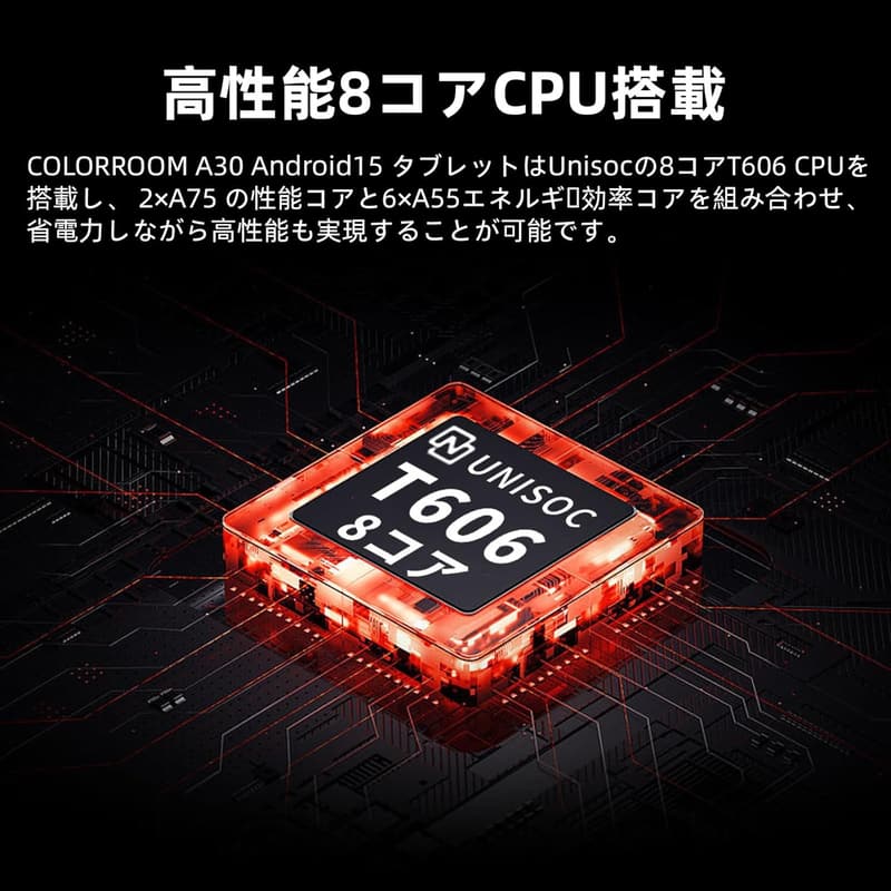COLORROOM A30 Android 15タブレット 10インチ Wi-Fiモデル 12GB+64GB (最大2TB拡張可) 8コアCPU IPS画面 6000mAh 18W PD充電 無線投影・保護ケース付