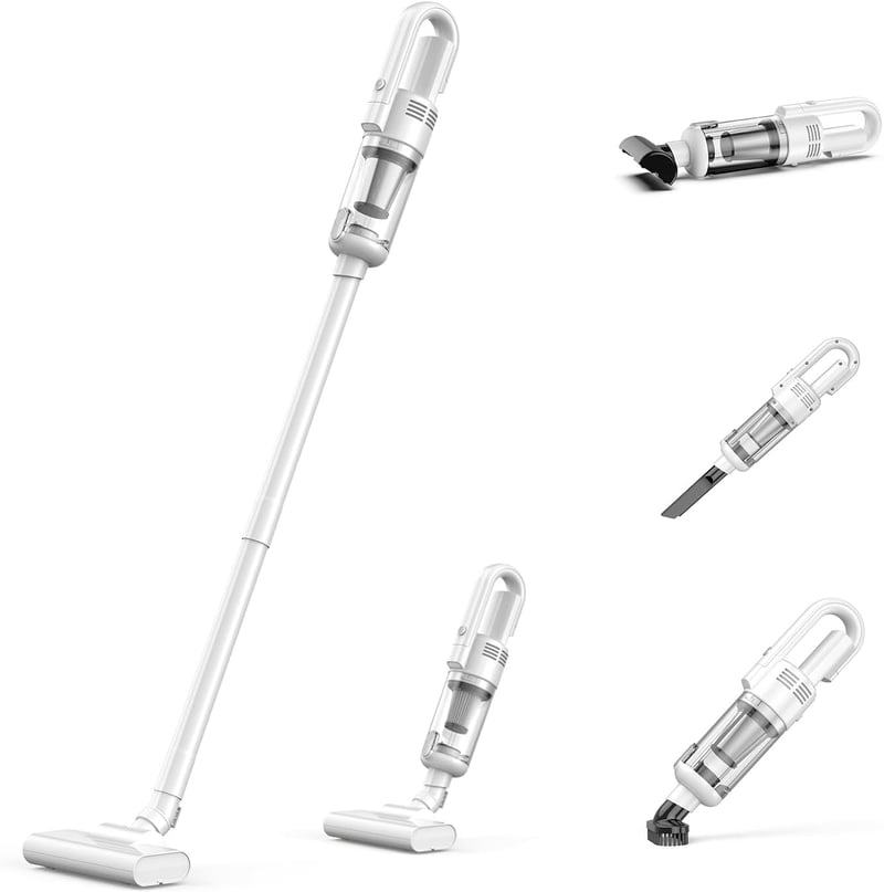 コードレス掃除機 Fochai 【強力15000Pa吸引】 5WAYノズル 軽量タイプ HEPAフィルター 水洗いステンレスフィルター 充電式 LEDライト 取扱説明書付き