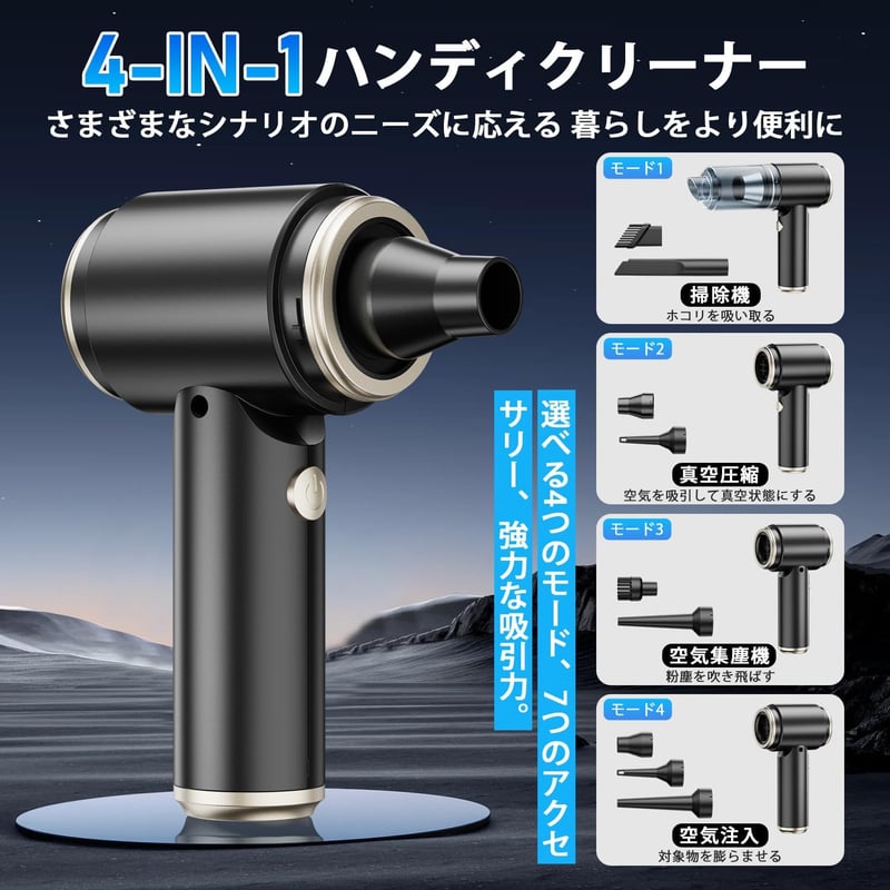 コードレス小型クリーナー 多機能車用掃除機 Type-C 急速充電 乾湿両用 Svoko LT-136