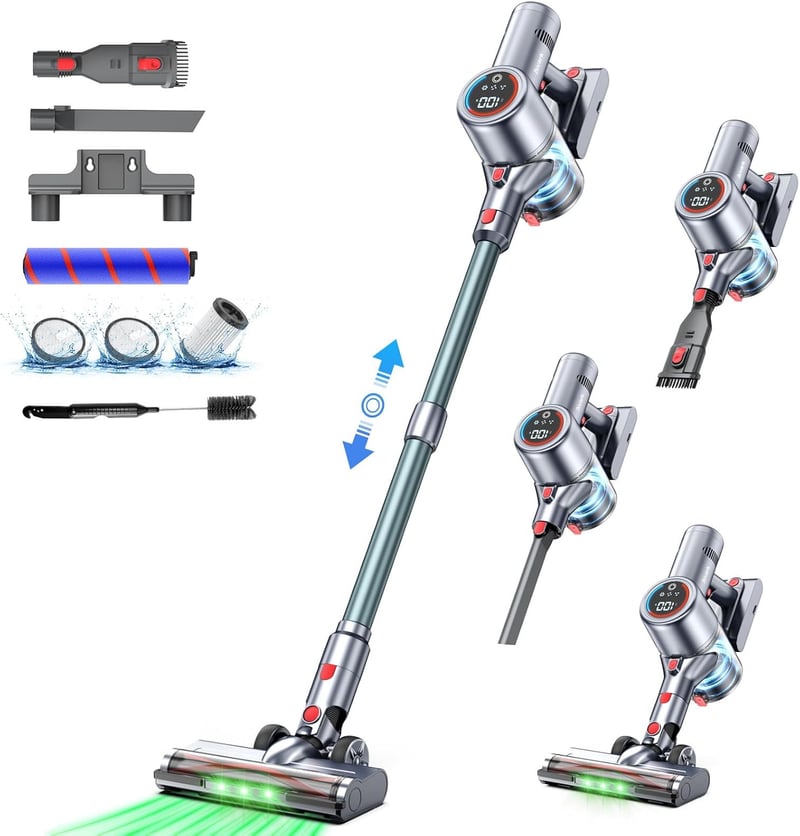 コードレス掃除機【50Kpa強力吸引・65分連続稼働・LEDライト付】2WAYサイクロン式 Bivark 550W 軽量・ハンディ可・自立式