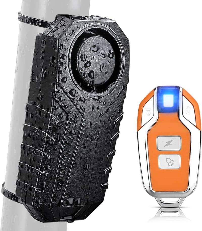 バイク・自転車用防犯アラーム 113dB 3段階音量調整 日本語説明書付き(オレンジリモコン)