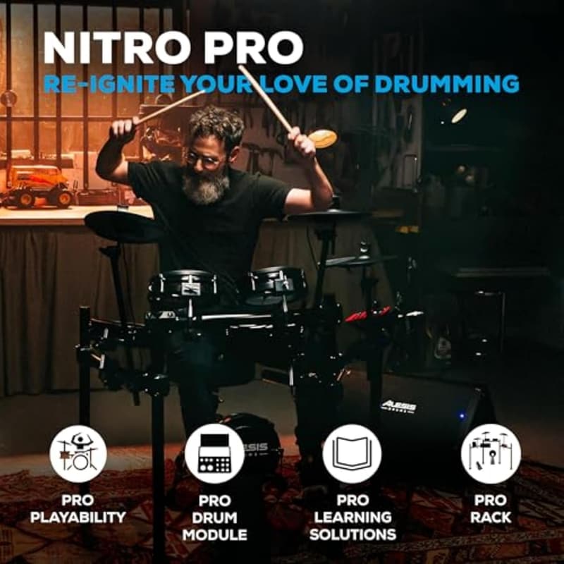 Alesis Nitro Pro 電子ドラムセット Bluetooth対応 静音メッシュパッド 500以上のサウンド 付属レッスン付き