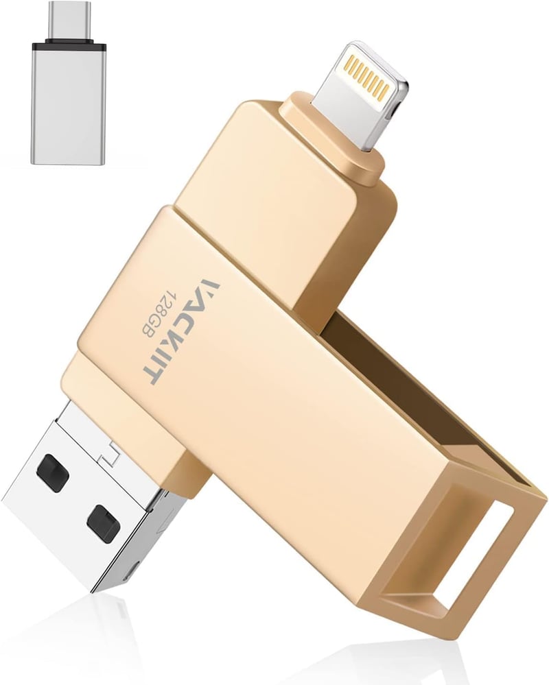 iPhone/iPad対応 128GB USBメモリー 高速USB 3.0 パスワード保護 ゴールド