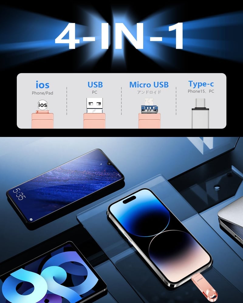 256GB USBメモリ Type-C対応 スマホ&PC兼用 アプリ不要 高速転送