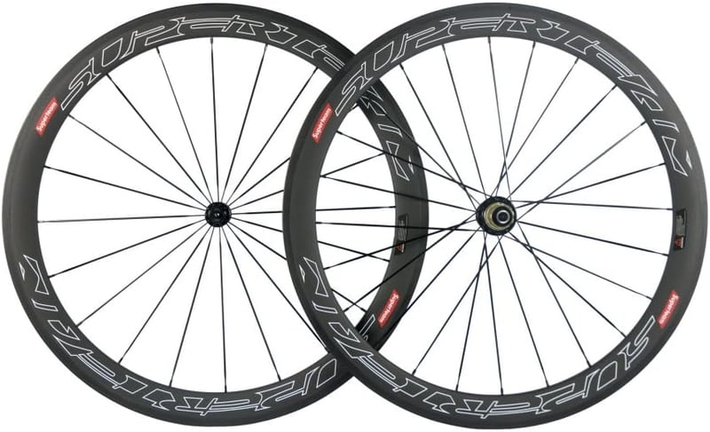 スーパーチーム50mmクリンチャーホイールセット700cロードバイク用カーボンホイール (ホワイトライン)