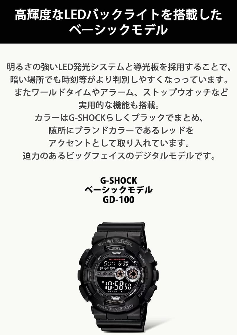 メンズ ブラック GD-100-1BJF ジーショック腕時計【国内正規品】