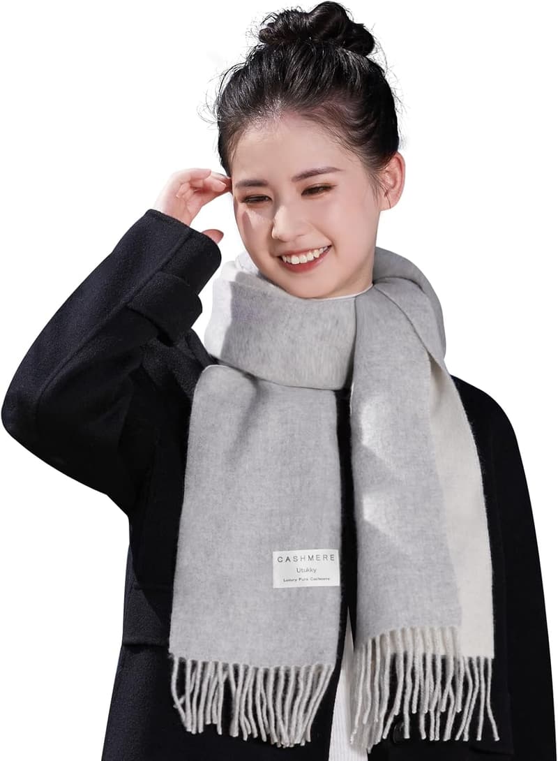 カシミヤ100％ 大判チェック柄マフラー レディース 冬用 防寒用 プレゼント