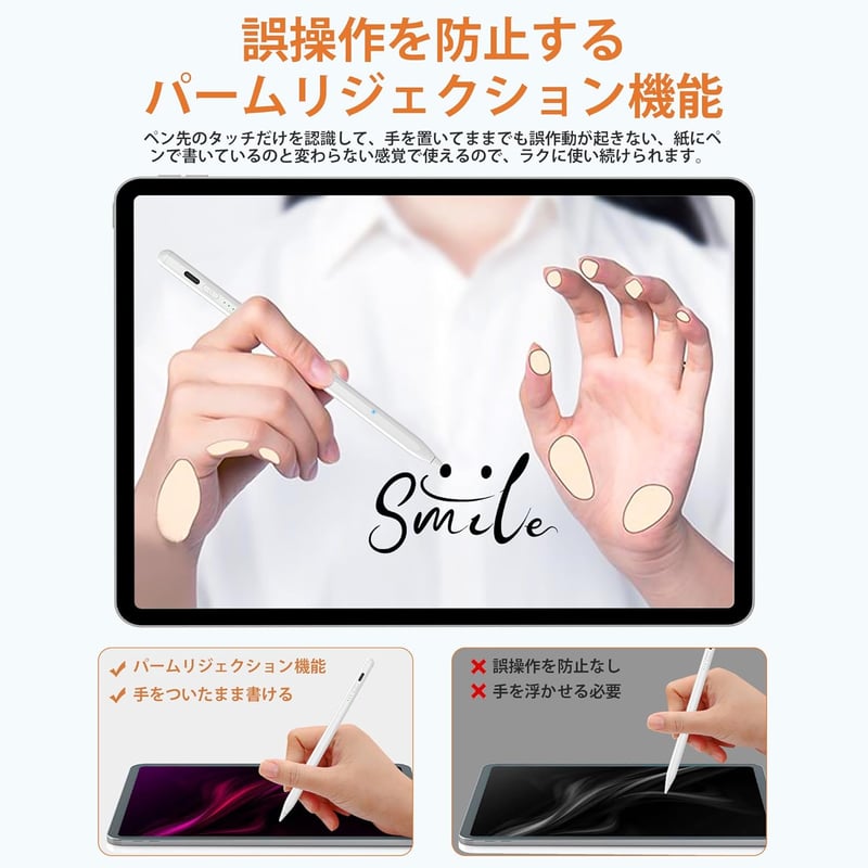 iPad対応互換ペンシル Type-C急速充電 磁気吸着 軽量 極細