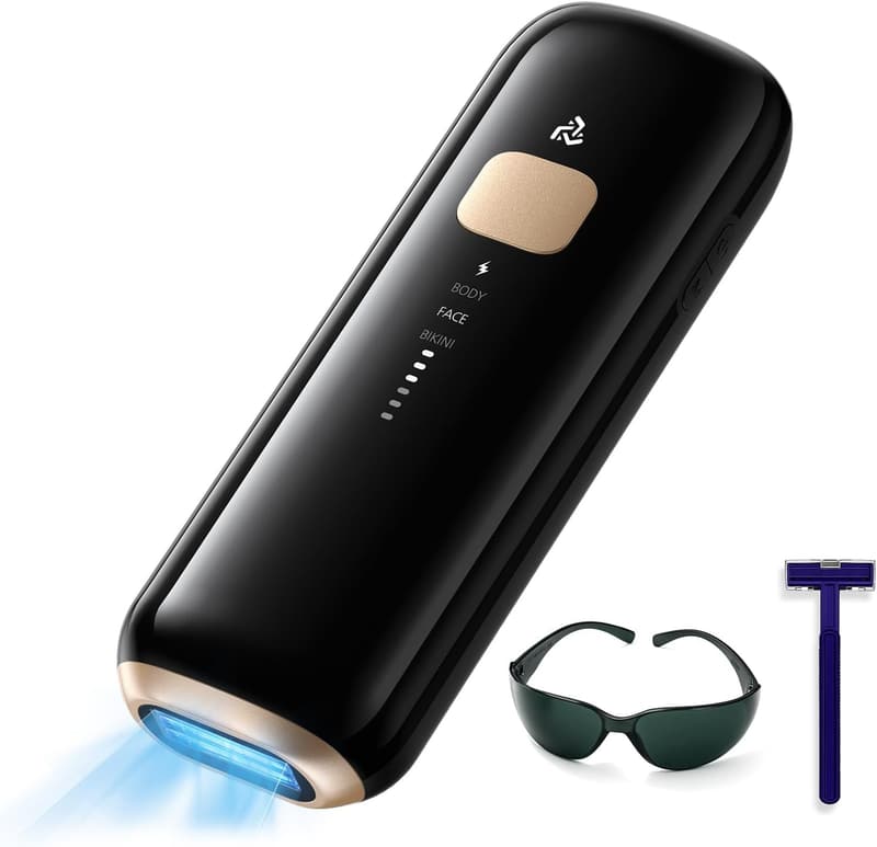 家庭用光脱毛器 CRYSTAL HIPL 2025夏モデル メンズ・レディース対応 サファイア技術搭載 無痛脱毛 150万発・5段階調整 ギフトにも最適 PSE認証・日本語説明書付 (ブラック)