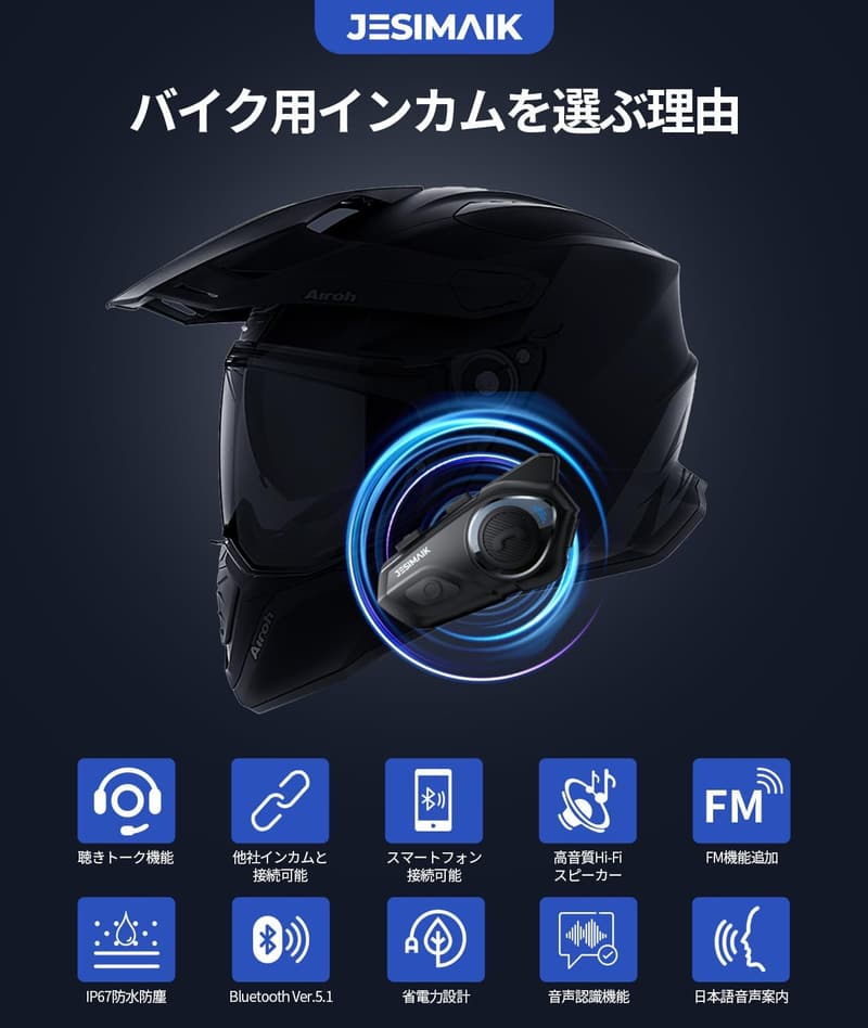 バイク用インカム R16Pro - 6人同時通話・音楽共有・IP67防水・Bluetooth接続